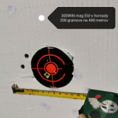 Rozptyl 300 win mag hornady 200 grain Eld-x na 400 metrov